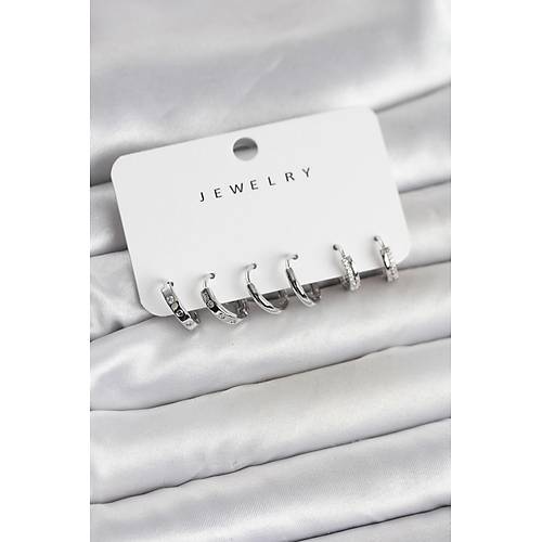 G�m�� Renk Pirin� 3 �ift Kad�n K�pe Seti