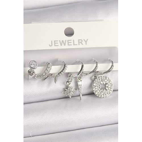 Pirin� G�m�� Renk Zirkon Ta�l� �oklu Fig�r Kad�n K�pe Seti