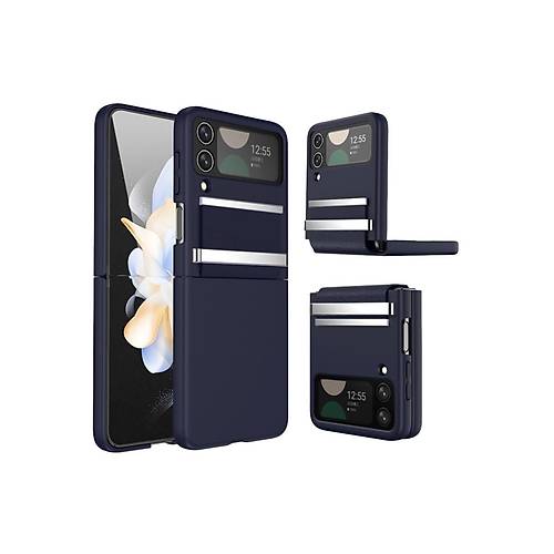 Galaxy Z Flip 4 K�l�f Belt Flip Kapak - Lacivert