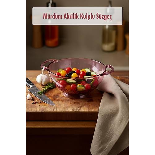 23,5 x 30 cm M�rd�m Akrilik Kulplu S�zge� � Salata ve Makarna S�zme Kab�