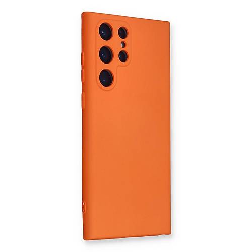 Galaxy S22 Ultra K�l�f Nano i�i Kadife Silikon - Turuncu