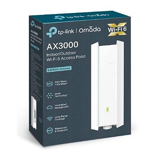 TP-LINK OMADA EAP650-OUTDOOR AX3000 DUAL BAND WIFI6 1XGBIT RJ45 574MBPS/2.4GHZ/2402MBPS/5GHZ ACCESS POINT (ADAPT�RL�)