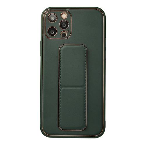 iPhone 12 Pro K�l�f Coco Deri Standl� Kapak - Ye�il