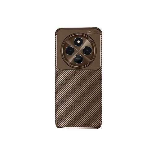 Redmi 14C K�l�f Auto Focus Karbon Kapak - Kahverengi