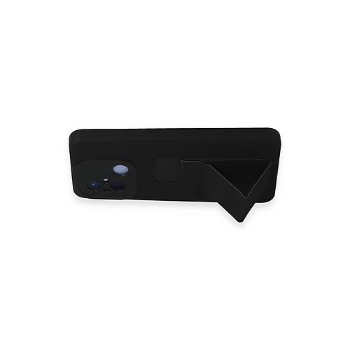 Redmi 12C K�l�f Mega Standl� Silikon - Siyah