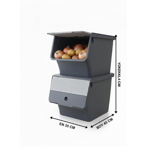 F�me 2'Li 33 LT Modubox Kayar Kapakl� Saklama Kab� & Patates So�an Kovas� & Erzak Kutusu
