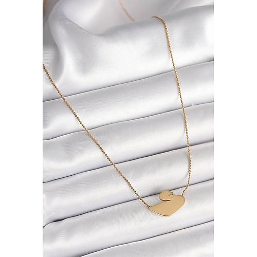 316L �elik Gold Renk Zincir Ku�u Model Kad�n Kolye