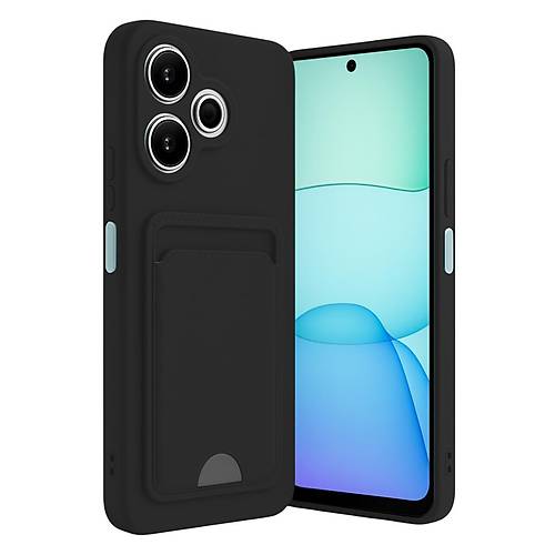 Redmi 13 4G K�l�f Kelvin Kartvizitli Silikon - Siyah