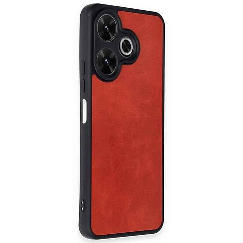 Redmi 13 4G K�l�f Aras Deri Kapak - K�rm�z�