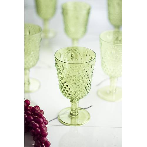 Akrilik Ye�il 6'l� Kadeh & Su Me�rubat Kahve Yan� Barda�� 450 ml ( Cam De�ildir )