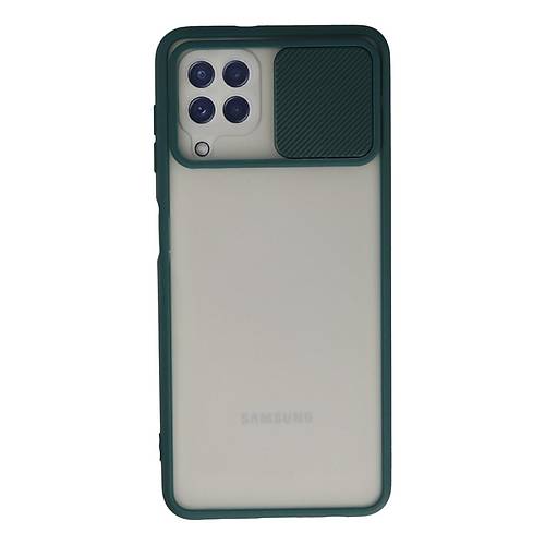 Galaxy A22 K�l�f Palm Buzlu Kamera S�rg�l� Silikon - Ye�il