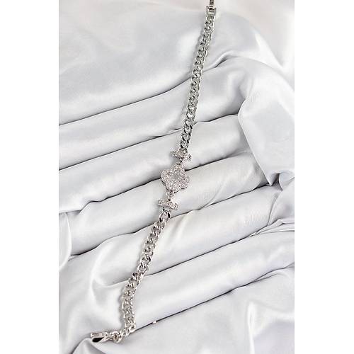 Pirin� Zirkon Ta�l� Yonca Model G�m�� Renk Kad�n Bileklik