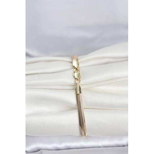 CM 14K Gold Renk Yass� Zincir Y�lan Model Kad�n Bileklik