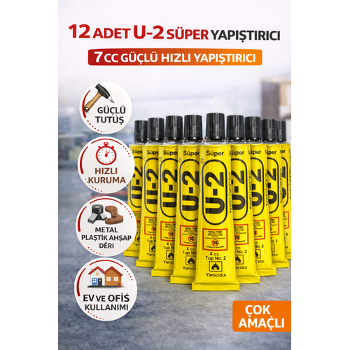 12 Adet U-2 S�per Yap��t�r�c� 7 CC G��l� H�zl� Yap��t�r�c� �ok Ama�l� Metal Plastik Ah�ap Deri Yap��t�r�c�