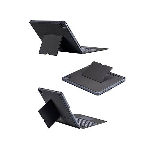 T5509D iPad Pro 12.9 (2022) K�l�f Palermo Ledli Klavyeli Standl� Tablet K�l�f� - Siyah
