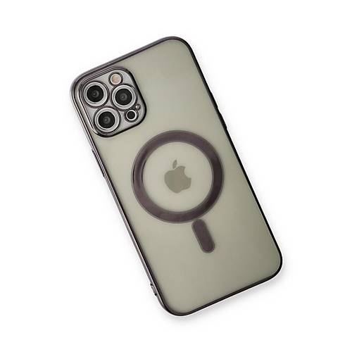 iPhone 12 Pro K�l�f Magneticsafe Lazer Silikon - Siyah