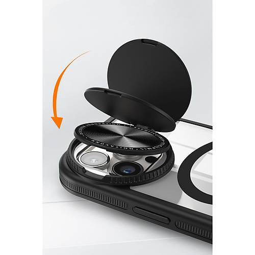 iPhone 11 K�l�f Teleskop Lens Magsafe Silikon Kapak - Siyah