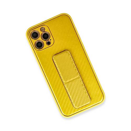 iPhone 12 Pro Max K�l�f Coco Karbon Standl� Kapak - Sar�