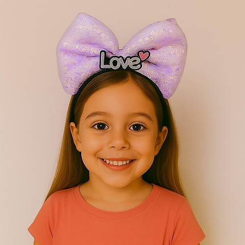 LED I��kl� Love Yaz�l� Mor Fiyonk Ta� � K�z �ocuk Parti Tac�