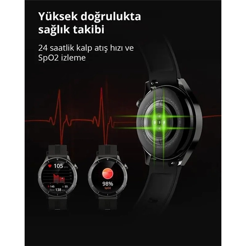 AUKEY SW-2P-GY AKILLI SAAT 3.7CM LCD BLUETOOTH �A�RI SA�LIK G�ZET�M� SPOR B�LD�R�MLER� IP67 GR�