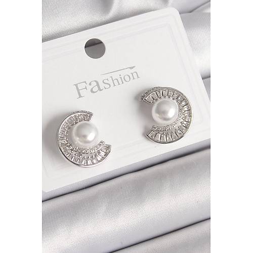 Pirin� G�m�� Renk Zirkon Ta�l� Salyangoz Model �nci Detay Kad�n K�pe