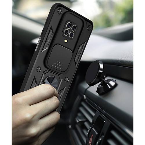 Redmi Note 9 Pro K�l�f Pars Lens Y�z�kl� Silikon - K�rm�z�