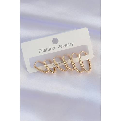 Pirin� Gold Renk �nce Oval K�pe Seti