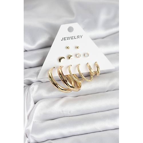Gold Renk 6 �iftli Pirin� Kad�n K�pe Seti