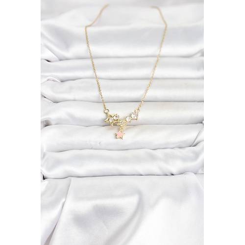 316L �elik Zincir Gold Renk Y�ld�z Model Kad�n Kolye