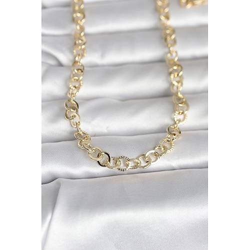CM 14K Gold Renk Kal�n Halka Zincirli 60 cm Kad�n Kolye