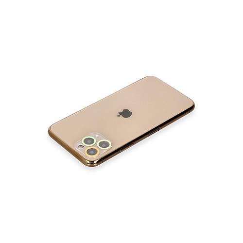 iPhone 11 Pro Max Renkli Kamera Lens Koruma Cam - Sar�-Turuncu