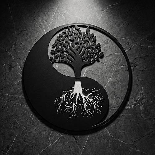 Yin Yang Hayat A�ac� Duvar Tablosu MDF Lazer Kesim Modern Spirit�el Duvar S�s�