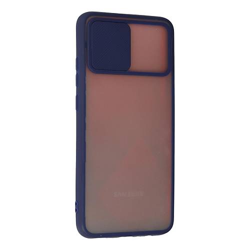 Galaxy A02S K�l�f Palm Buzlu Kamera S�rg�l� Silikon - Lacivert