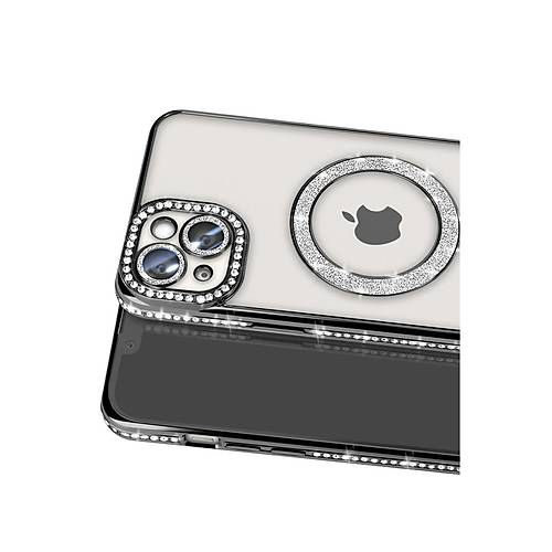 iPhone 15 K�l�f Joke Simli Magneticsafe K�l�f - Siyah