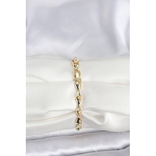 Pirin� Gold Renk VIP Seri Kemik Model Zirkon Ta�l� Kad�n Bileklik