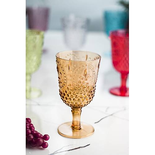Akrilik Renkli 6'l� Kadeh & Su Me�rubat Kahve Yan� Barda�� 450 ml ( Cam De�ildir )