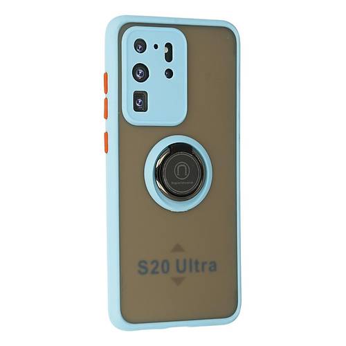 Galaxy S20 Ultra K�l�f Montreal Y�z�kl� Silikon Kapak - Buz Mavi