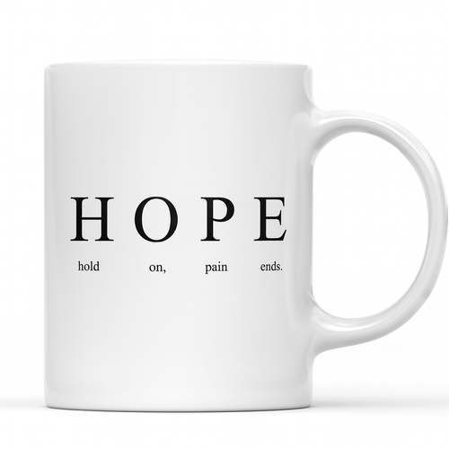 Hope Yaz�l� Minimalist Tasar�m Kupa Model 233 Motivasyon Temal� Seramik Kahve Kupas�