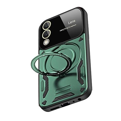 Galaxy S25 Edge K�l�f Joy Lens Standl� Kapak - Koyu Ye�il