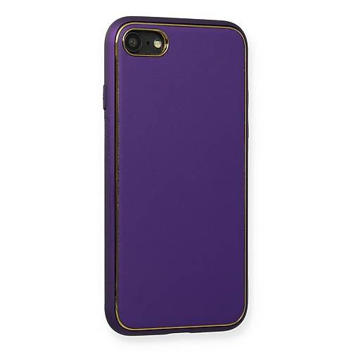 iPhone 7 K�l�f Coco Deri Silikon Kapak - Mor