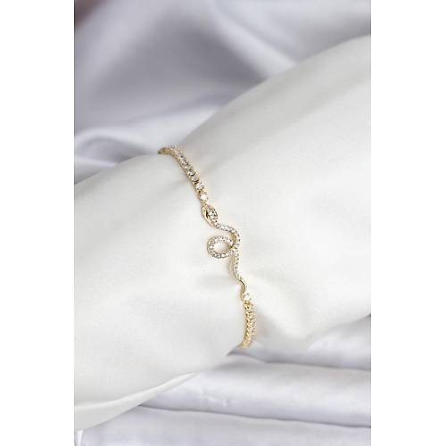 Y�lan Model Zirkon Ta�l� Gold Renk Pirin� Su Yolu Kad�n Bileklik