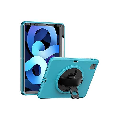 iPad 2022 10.9 (10.nesil) K�l�f Hand Strap Tablet K�l�f� - Turkuaz