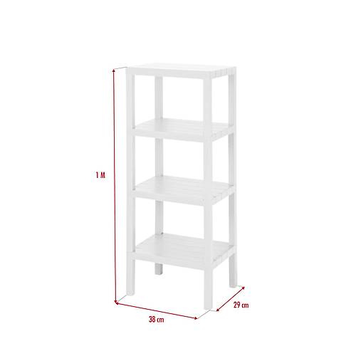 4 Katl� Beyaz Raf Kitapl�k & Banyo D�zenleyicisi 100 cm