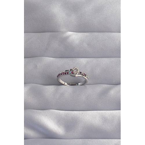 Pirin� G�m�� Renk Renkli Zirkon Ta�l� Ayarlamal� Y�z�k