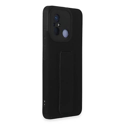 Redmi 12C K�l�f Mega Standl� Silikon - Siyah