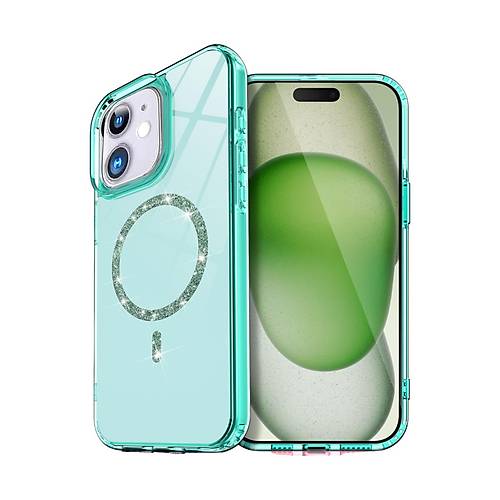 iPhone 11 Live Diamond Magsafe Kapak - Ye�il