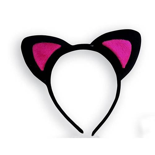 Sevimli Kedi Kulak Pofuduk Kedi Ta� Siyah ��i �eker Fu�ya Renk 17x15 cm