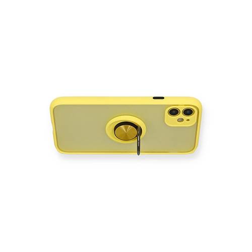 iPhone 11 K�l�f Montreal Y�z�kl� Silikon Kapak - Sar�