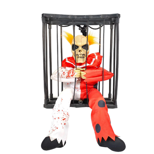 Hareketli Sesli Sens�rl� Mahkum Joker �skelet Dekorasyon 22x27 cm