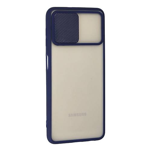 Galaxy A22 K�l�f Palm Buzlu Kamera S�rg�l� Silikon - Lacivert